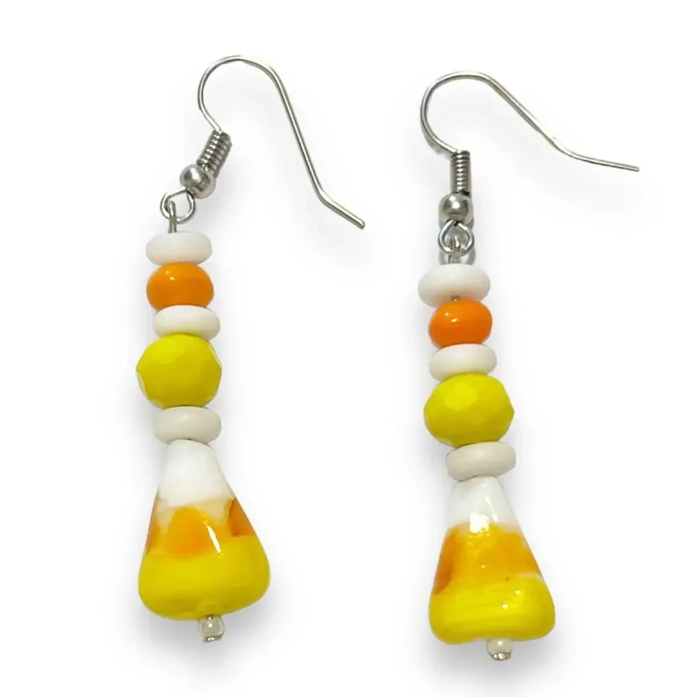 Handmade Glass Candy Corn Earrings